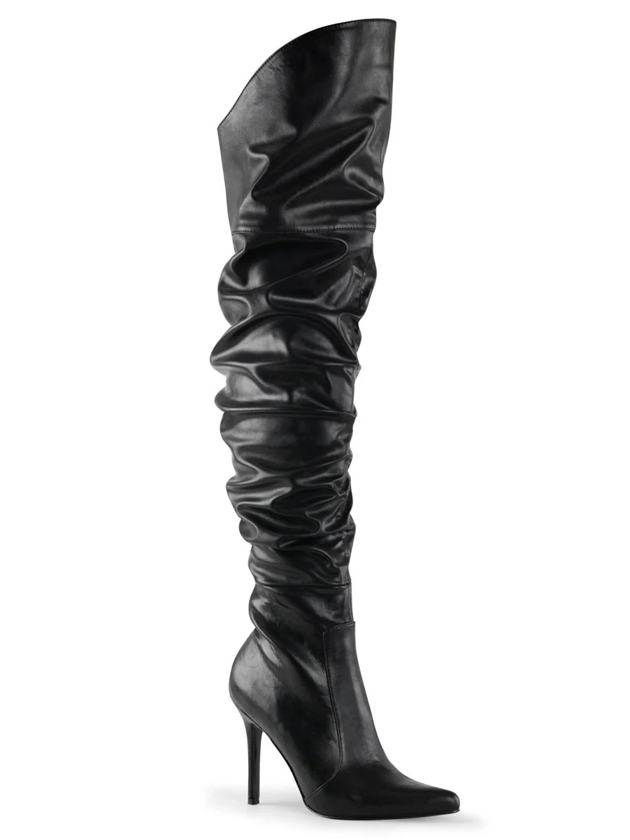 Pleaser Classique-3011 Black Over-The-Knee Slouch Stiletto Boot